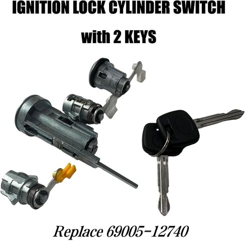 1 Set Ignition Switch Door Trunk Lock Cylinder with 2 Keys for Toyota Corolla 1987-1992 Replaces 69005-12740 6900512740 in Kuwait