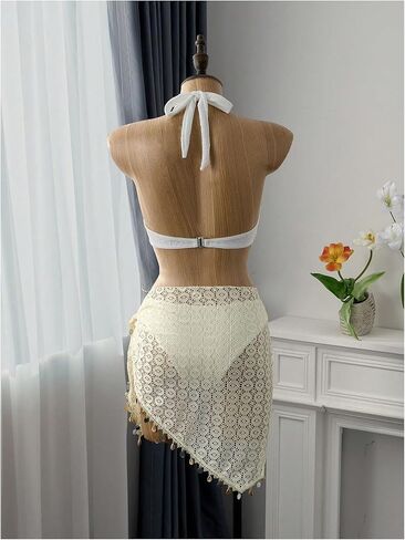 SHENHE Women's Sarong Wraps Coverups Hollow Out Seashell Tassel Skirt Bathing Suit Cover Up in Saudi Arabia