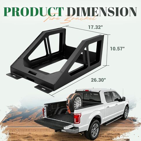 حامل الإطارات الاحتياطية القابل للتعديل على السرير متوافق مع 2004-2024 Ford F-150 GMC Sierra 1500 شيفروليه سيلفرادو 1500 تويوتا تاكوما نيسان تيتان رام 1500 شاحنات بيك اب تناسب الإطارات من 33 بوصة إلى 40 بوصة in Saudi Arabia