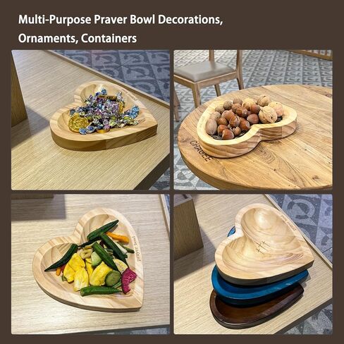 Heart Prayer Bowl Wooden, Handcrafted with 24 Cards, Prayer Dough Bowl Religious/Christmas/Easter/Thanksgiving Day Gifts in Kuwait
