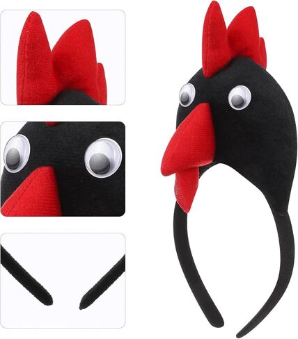 Homoyoyo 4Pcs Chicken Hat Headband Rooster Headband Hair Hoop 3D Hair Band Chicken Headpiece Jungle Animals Hoop for Happy Party Easter Christmas Halloween Cosplay (Random Style) in Saudi Arabia