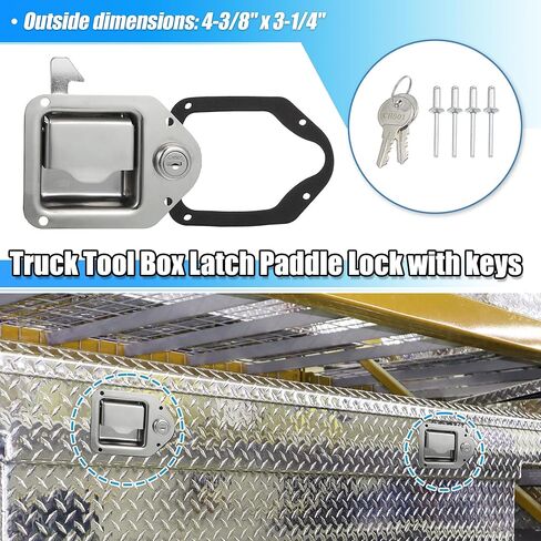 X AUTOHAUX Truck Tool Box Latch w/ 2 Key Stainless Steel Truck Toolbox Lock Replacement for Bed of Truck, RV, Trailer Door, UTV, ATV Box, 1 Set in Saudi Arabia