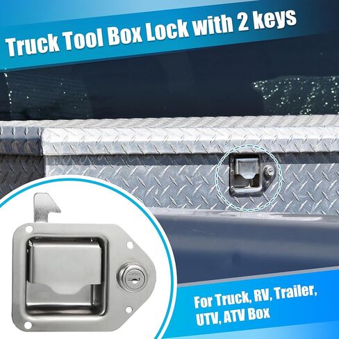 X AUTOHAUX Truck Tool Box Latch w/ 2 Key Stainless Steel Truck Toolbox Lock Replacement for Bed of Truck, RV, Trailer Door, UTV, ATV Box, 1 Set in Saudi Arabia