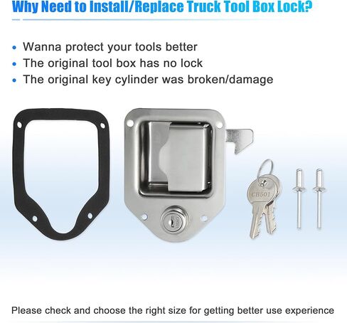 X AUTOHAUX Truck Tool Box Latch w/ 2 Key Stainless Steel Truck Toolbox Lock Replacement for Bed of Truck, RV, Trailer Door, UTV, ATV Box, 1 Set in Saudi Arabia