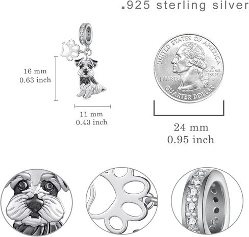 Schnauzer Charm 925 Sterling Silver Schnauzer Gifts Cute Animal Jewelry Gifts for Women in Saudi Arabia