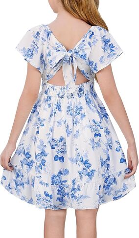 GRACE KARIN Girls Backless Floral Dress Formal Party Girls Easter Spring Dresses Girl Summer Hawaiian Dress in Saudi Arabia