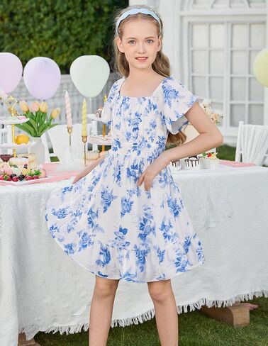 GRACE KARIN Girls Backless Floral Dress Formal Party Girls Easter Spring Dresses Girl Summer Hawaiian Dress in Saudi Arabia