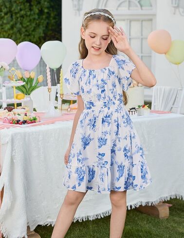 GRACE KARIN Girls Backless Floral Dress Formal Party Girls Easter Spring Dresses Girl Summer Hawaiian Dress in Saudi Arabia