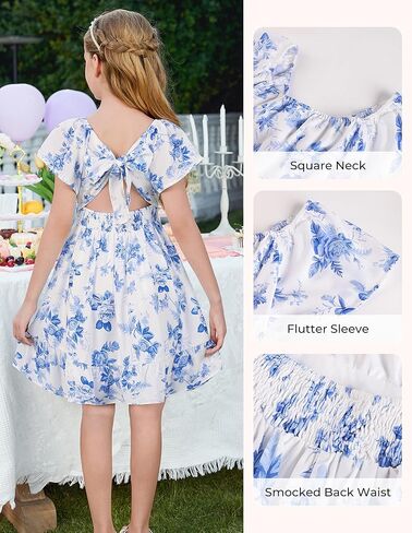 GRACE KARIN Girls Backless Floral Dress Formal Party Girls Easter Spring Dresses Girl Summer Hawaiian Dress in Saudi Arabia