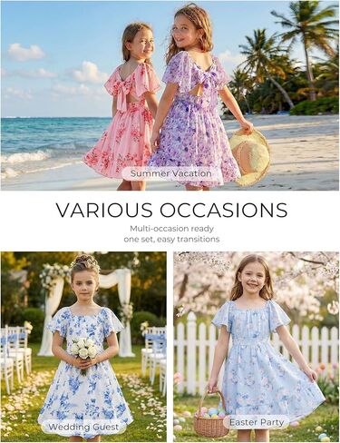 GRACE KARIN Girls Backless Floral Dress Formal Party Girls Easter Spring Dresses Girl Summer Hawaiian Dress in Saudi Arabia
