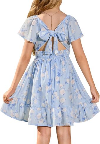 GRACE KARIN Girls Backless Floral Dress Formal Party Girls Easter Spring Dresses Girl Summer Hawaiian Dress in Saudi Arabia