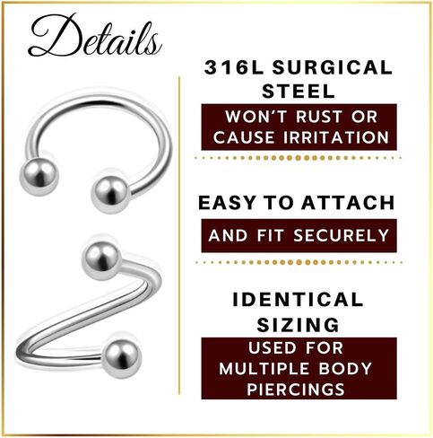 4Pcs Steel 16g 1/2 12mm circular barbell earrings spiral barbell Piercing Jewelry Cartilage Lip Eyebrow Septum 3mm Ball M6747 in Saudi Arabia