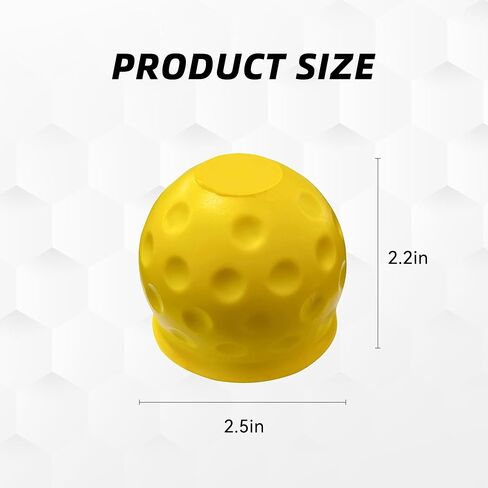 2 PCS Trailer Ball Cover, 2 Inch Rubber Waterproof Towing Hitch Ball Protective Cover, Universal Dustproof Tow Ball Sleeve Replacement for Truck RV Trailer, Car Accessories (Yellow) in Saudi Arabia