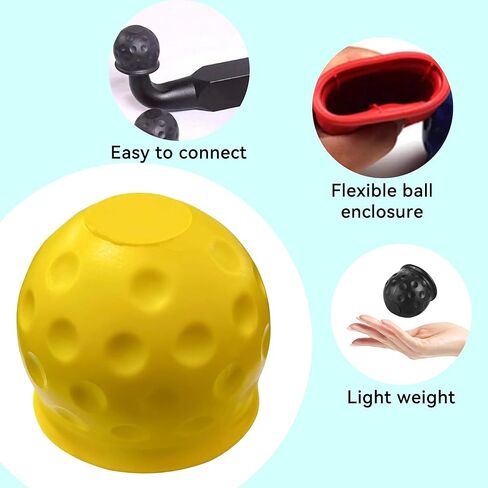 2 PCS Trailer Ball Cover, 2 Inch Rubber Waterproof Towing Hitch Ball Protective Cover, Universal Dustproof Tow Ball Sleeve Replacement for Truck RV Trailer, Car Accessories (Yellow) in Saudi Arabia