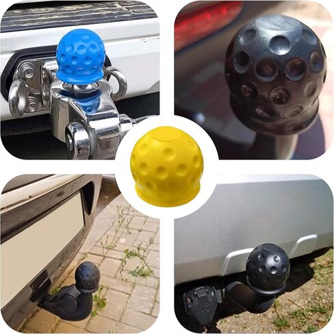 2 PCS Trailer Ball Cover, 2 Inch Rubber Waterproof Towing Hitch Ball Protective Cover, Universal Dustproof Tow Ball Sleeve Replacement for Truck RV Trailer, Car Accessories (Yellow) in Saudi Arabia