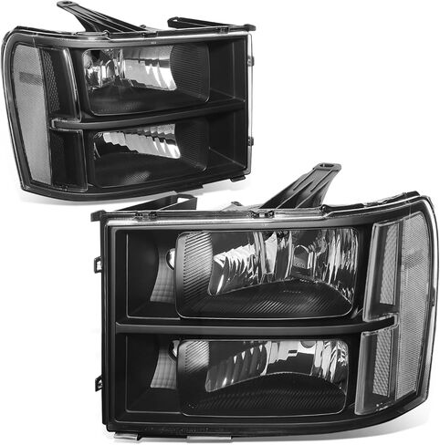 Auto Dynasty Pair of Chrome Housing Clear Corner Headlights Assembly lamps Compatible with GMC Sierra 1500 2500HD 3500HD GMT900 07-14 in Kuwait