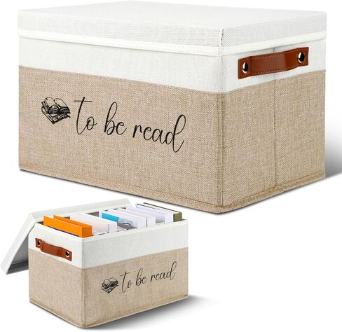 Marsui Book Lover Gifts TBR Book Storage Basket with Lids to Be Read List Storage Bin Bookish Accessories Bookworm Gift for Club Members Student Teacher Reading Accessories(White and Green) in Saudi Arabia