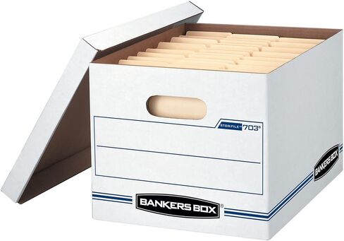 Bankers Box Stor/File Storage Boxes, Letter/Legal Size, Lift-Off Lid, 60% Recycled Corrugated, White/Blue, 20/Pack (0070333), 2-Pack (40 Boxes Total) in Saudi Arabia