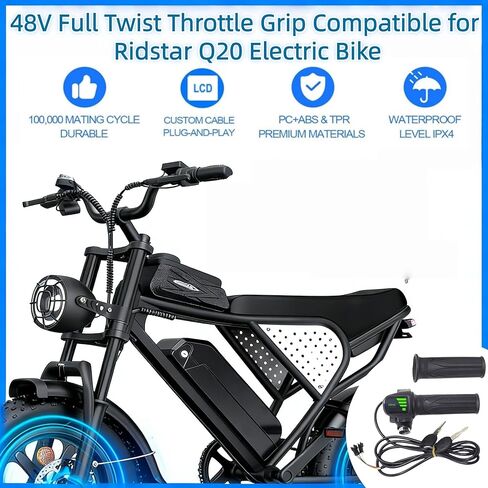 ebike كامل تويست خنق ريدستار q20، 48 فولت التوصيل والتشغيل سهلة التركيب، قبضة مفتاح قفل مجموعة مؤشر LED، ريدستار q20 كامل تويست خنق ل ebike دراجة نارية سكوتر in Kuwait
