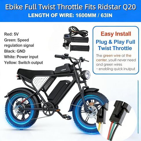 ebike كامل تويست خنق ريدستار q20، 48 فولت التوصيل والتشغيل سهلة التركيب، قبضة مفتاح قفل مجموعة مؤشر LED، ريدستار q20 كامل تويست خنق ل ebike دراجة نارية سكوتر in Kuwait