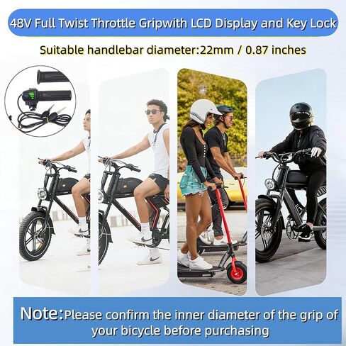 ebike كامل تويست خنق ريدستار q20، 48 فولت التوصيل والتشغيل سهلة التركيب، قبضة مفتاح قفل مجموعة مؤشر LED، ريدستار q20 كامل تويست خنق ل ebike دراجة نارية سكوتر in Kuwait