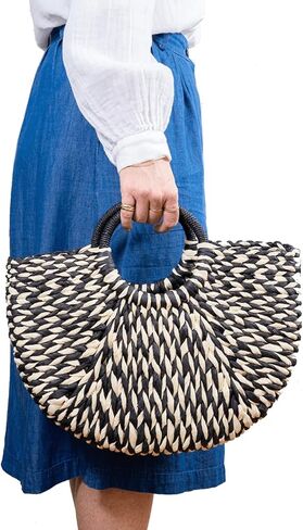 Straw Purse Woven Clutch Beach Bucket Tote Bag Unlined Hobo Handwoven Summer Vacation Handbag for Women in Saudi Arabia