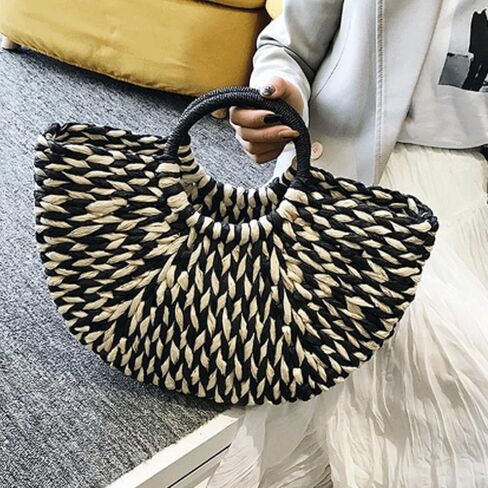 Straw Purse Woven Clutch Beach Bucket Tote Bag Unlined Hobo Handwoven Summer Vacation Handbag for Women in Saudi Arabia