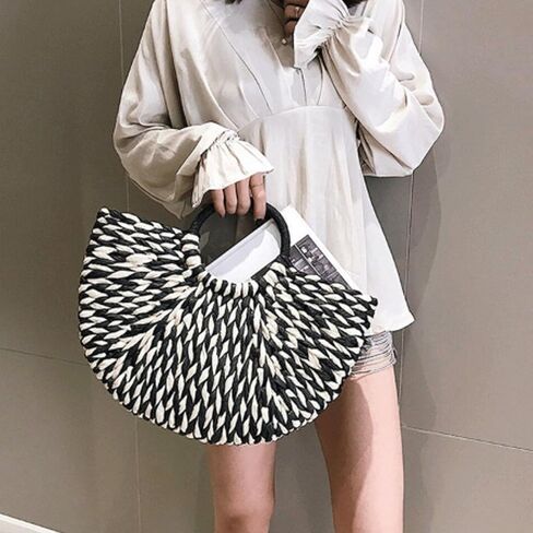 Straw Purse Woven Clutch Beach Bucket Tote Bag Unlined Hobo Handwoven Summer Vacation Handbag for Women in Saudi Arabia