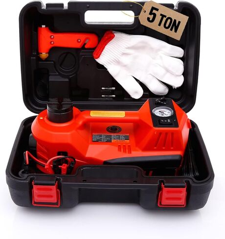 مجموعة رافعة السيارة الهيدروليكية - طقم رافعة أرضية السيارة 5 في 1 رافعة إطار شاحنة 5 طن مع مضخة إطارات مدمجة ومفتاح ربط in Kuwait