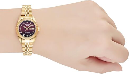 Miykon Silver and Gold Watches for Women | Small Dainty Women's Dress Watch with Day Date and Genuine Crystals | IP Stainless Steel Women's Jewelry Bracelet, Lume Hands, Japan Quartz, 50M Water Resist in Saudi Arabia