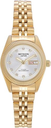 Miykon Silver and Gold Watches for Women | Small Dainty Women's Dress Watch with Day Date and Genuine Crystals | IP Stainless Steel Women's Jewelry Bracelet, Lume Hands, Japan Quartz, 50M Water Resist in Saudi Arabia