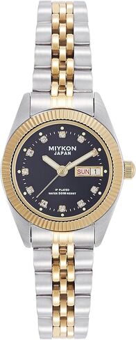 Miykon Silver and Gold Watches for Women | Small Dainty Women's Dress Watch with Day Date and Genuine Crystals | IP Stainless Steel Women's Jewelry Bracelet, Lume Hands, Japan Quartz, 50M Water Resist in Saudi Arabia