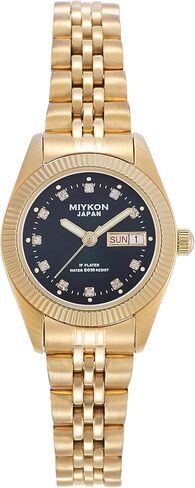 Miykon Silver and Gold Watches for Women | Small Dainty Women's Dress Watch with Day Date and Genuine Crystals | IP Stainless Steel Women's Jewelry Bracelet, Lume Hands, Japan Quartz, 50M Water Resist in Saudi Arabia