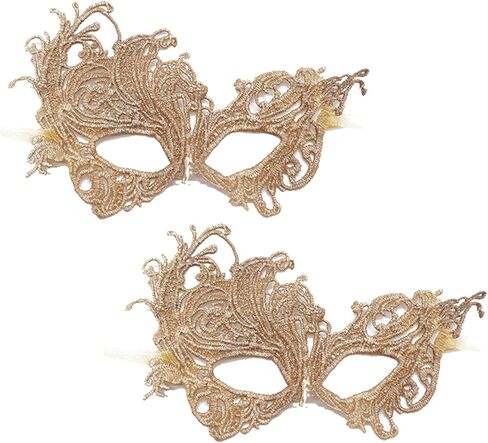 TFTSR Masquerade Masks for Women Couples,Men Mardi Gras Mask,Girls Black Gold Lace Dress,Adults Party Venetian Costume in Saudi Arabia