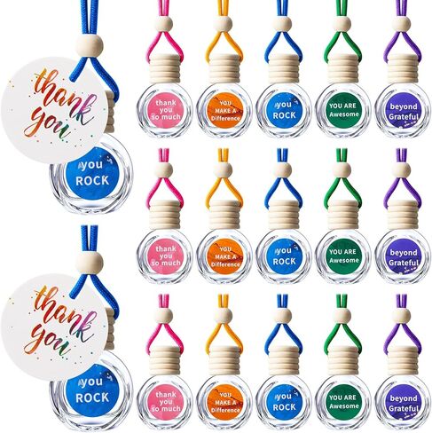 Boao 15 Pcs Christmas Employee Appreciation Gifts Hanging Car Air Freshener Diffuser Bottles Bulk Empty Perfume Glass Bottle Pendant with Christmas Tree Cards & Stickers for Essential Oil Fragrance in Saudi Arabia