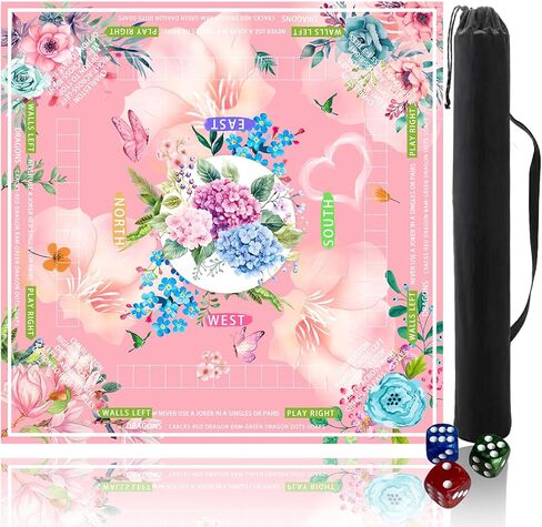 Pittera Mahjong mat for Table with Drawstring Bag/31.5Inch/American Mahjong Table Cloth with Rules mats， Noise Reduction Anti-Slip for Game/Poker/Board Games/Card Games/Dominoes (Green) in Saudi Arabia