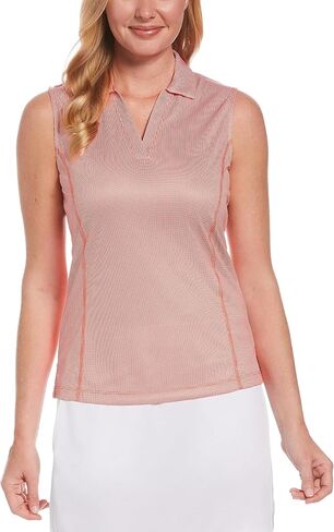PGA TOUR Women's Airflux Sleeveless Golf Polo Shirt, Moisture-Wicking, Ventilated Fabric, Sun Protection, Stretch Seams in Saudi Arabia