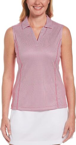 PGA TOUR Women's Airflux Sleeveless Golf Polo Shirt, Moisture-Wicking, Ventilated Fabric, Sun Protection, Stretch Seams in Saudi Arabia