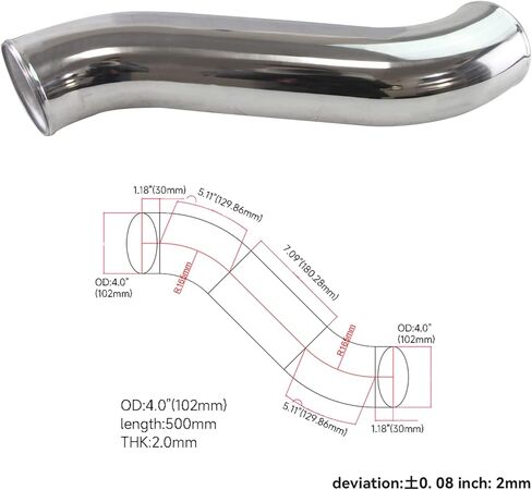 العالمي OD 4 "طول 500 مللي متر العالمي الأنابيب المبرد الأنابيب 40 درجة S شكل بيند الكوع توربو كمية أنبوب in Kuwait