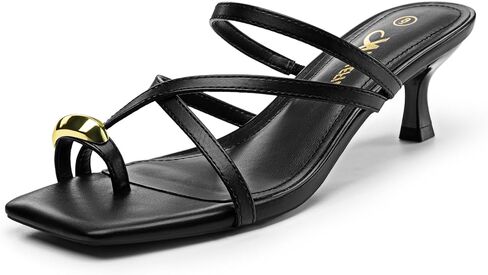 Athlefit Women's Square Open Toe Kitten Heels Strappy Flip Flop Low Heels Slip On Thong Heeled Sandals in Saudi Arabia
