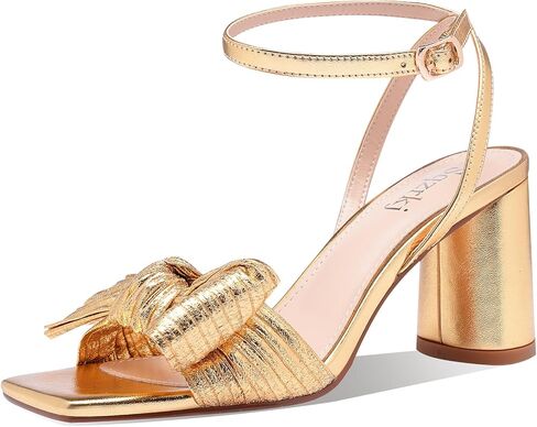 Women's Gold Heeled Sandals, Square Open Toe Chunky Heel Wedding Shoes, Bow Knot Block Heels Sandals for Bridal Party Dress in Saudi Arabia