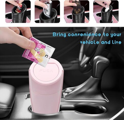 Car Trash Can Bin with Lid, Leakproof Auto Cup Holder Garbage Bin Multipurpose Storage Organizer, Mini Portable Dustbin Side Door Garbage Can for Vehicle Home Office (Pink) in Kuwait