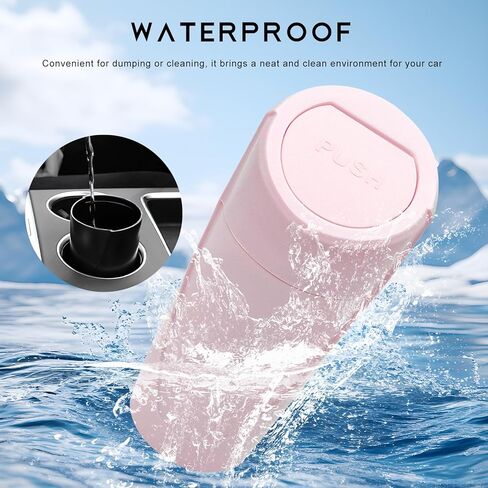 Car Trash Can Bin with Lid, Leakproof Auto Cup Holder Garbage Bin Multipurpose Storage Organizer, Mini Portable Dustbin Side Door Garbage Can for Vehicle Home Office (Pink) in Kuwait