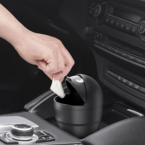 Car Trash Can with Swing Lid, Leak-Proof Auto Organizer, Large Capacity Adorable Garbage Bin for Car Glove Box, Cup Holder, SUV Truck Sedan - Portable PP Material Vehicle Accessories in Saudi Arabia
