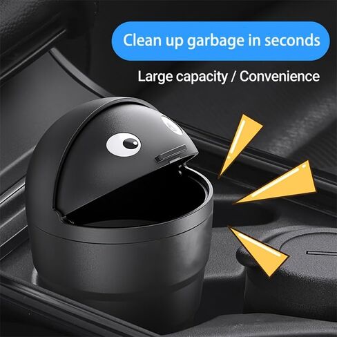 Car Trash Can with Swing Lid, Leak-Proof Auto Organizer, Large Capacity Adorable Garbage Bin for Car Glove Box, Cup Holder, SUV Truck Sedan - Portable PP Material Vehicle Accessories in Saudi Arabia