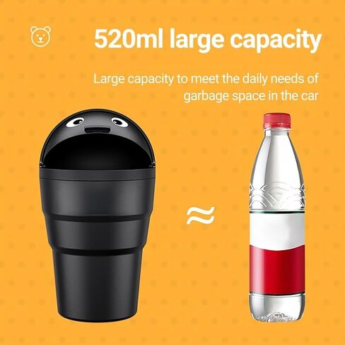 Car Trash Can with Swing Lid, Leak-Proof Auto Organizer, Large Capacity Adorable Garbage Bin for Car Glove Box, Cup Holder, SUV Truck Sedan - Portable PP Material Vehicle Accessories in Saudi Arabia