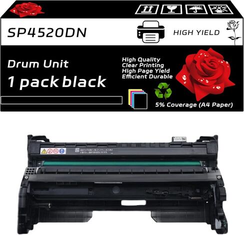 متوافق مع وحدة الطبل Ricoh SP4520DN لطابعات Ricoh Lanier Savin MP 401SPF MP 402SPF SP 4520DN، مع رقاقة، عالية الإنتاجية 40000 صفحة، طباعة شفافة (أسود) in Kuwait