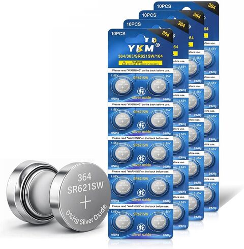YKM SR621SW 364 Watch Batteries 10 Pack 1.55V Silver Oxide Button Cells in Kuwait