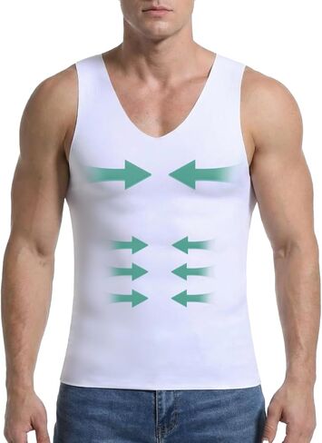 Mens Compression Shirt Slimming, Seamless Shapewear Vest, Gynecomastia Tummy Control Undershirt, Workout Tank Top in Saudi Arabia