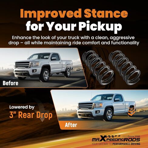 زنبرك تخفيض خلفي 3 بوصة من maXpeedingrods لـ Dodge Ram 1500 2WD 2009-2018، لـ Ram 1500 2WD 2019-2024، مجموعة ملفات السقوط in Saudi Arabia